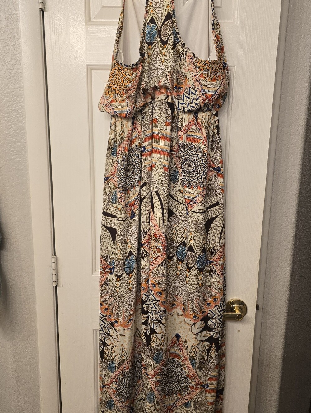 Boho Maxi Dress in Cream with Multicolor Print - Picture 2 of 3